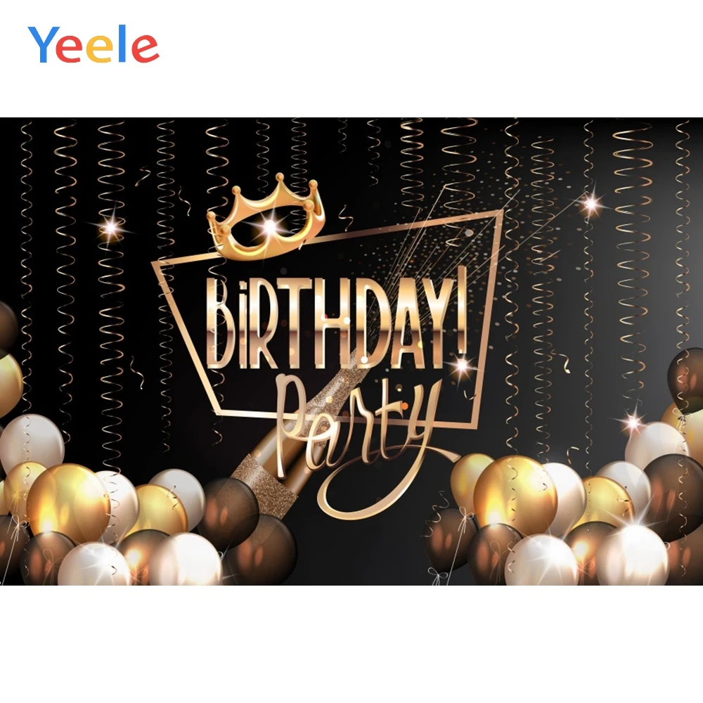 

Yeele Birthday Party Photography Backdrops Balloons Champagne Ribbon Decor Baby Customized Photo Backgrounds Photo Booth Studio