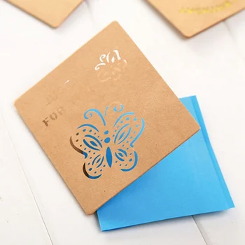 

2 Pcs Forest Style Postcard Kraft Paper Christmas Openwork Greeting Card Birthday Holidays Mother 's Day Teacher 's Day Supplies