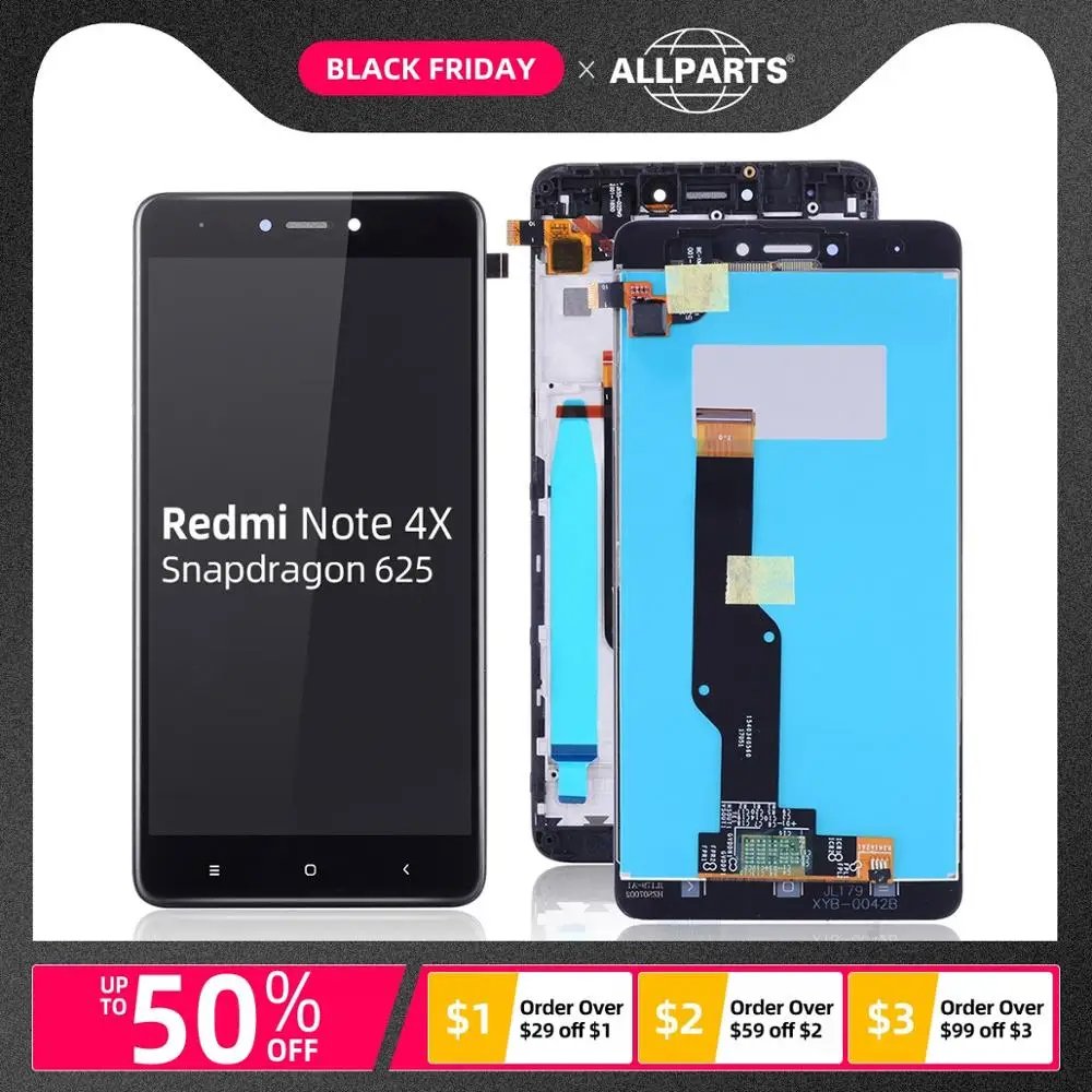 MTK Helio X20 Дисплей для XIAOMI Redmi Note 4X в сборе с тачскрином черный белый золото