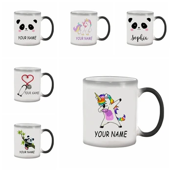

Personalised Gift Mug Custom Printed Funny Unicorn Panda Tea Coffee Mugs Cup Gift Name Text 11oz Color Changing Mug
