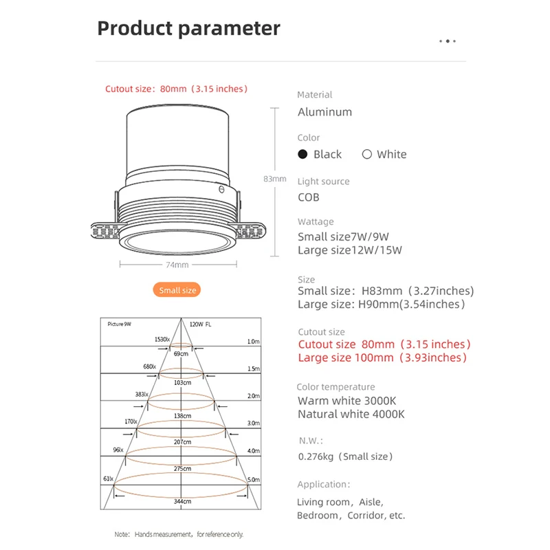 Aisilan LED Recessed Downlight COB Chip CRI97 Frameless Spot Lamp Minimalist Easy Installation for Living Room Bedroom led downlight led spotlight
