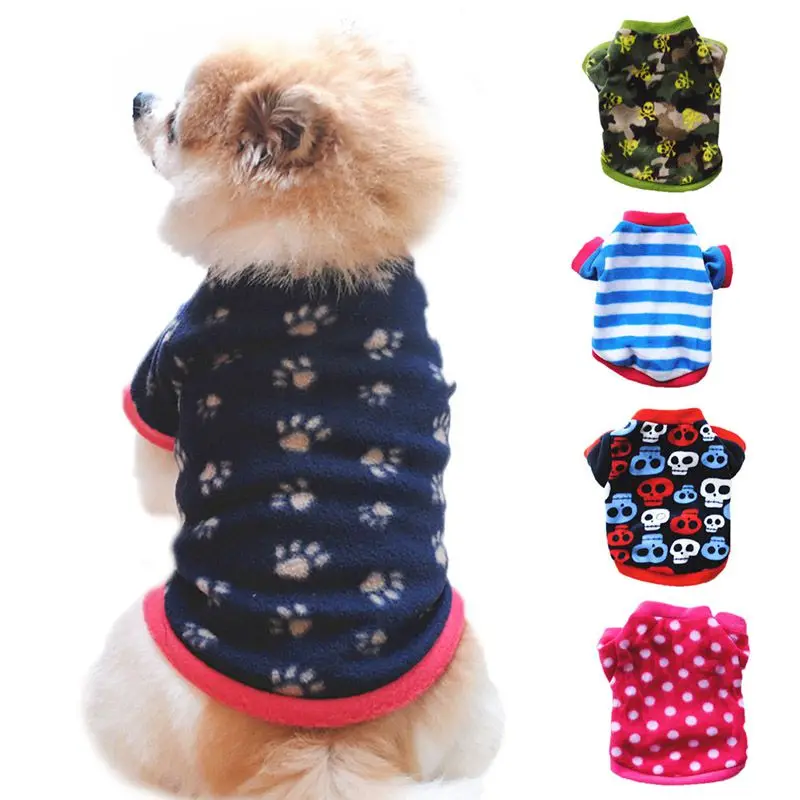 Рождественские мультяшные куртки для кошек и щенков, мягкая коралловая флисовая одежда для собак, зимняя теплая куртка для маленьких собак