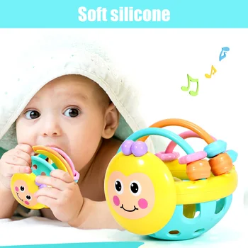 

Baby Cute Cartoon Colorful Rattles Ball Hand Knocking Bell Shaker Ball Jingle Ball Training Grasping Ability Rattles Mobile Toy