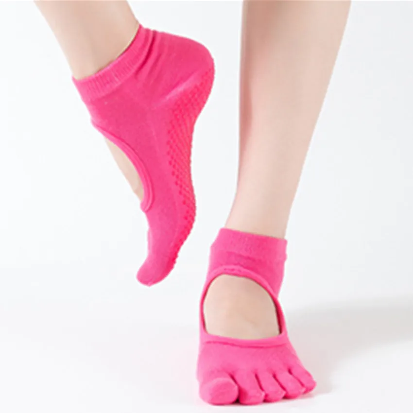EB_ Lady Yoga Non Slip Toes Socks Gym Ballet Dance Sports Exercise Five Finger S 