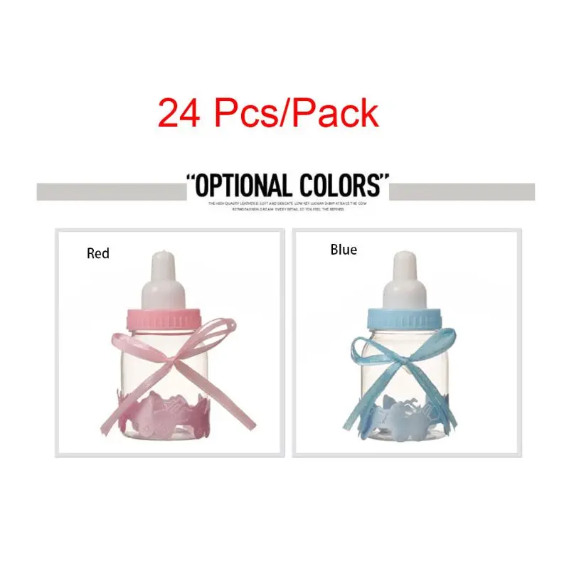 

24 Pcs Girl Boy Baby Shower Decorations Baptism Bottle For Halloween Candy Boxes Christmas Party Gifts Plastic Box 72XF