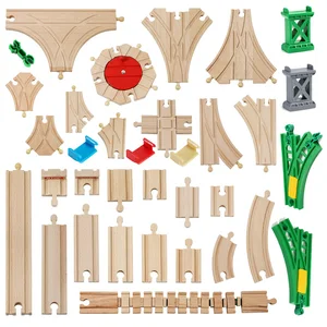Деревянные аксессуары для трека, Буковые строительные игрушки, подходят для Biro, все бренды, деревянные детские подарки