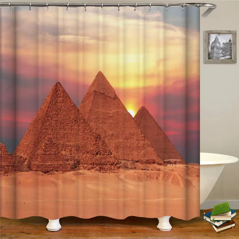 

Egyptian Pyramid Shower Curtain waterproof polyester bathroom curtain For Home Decoration