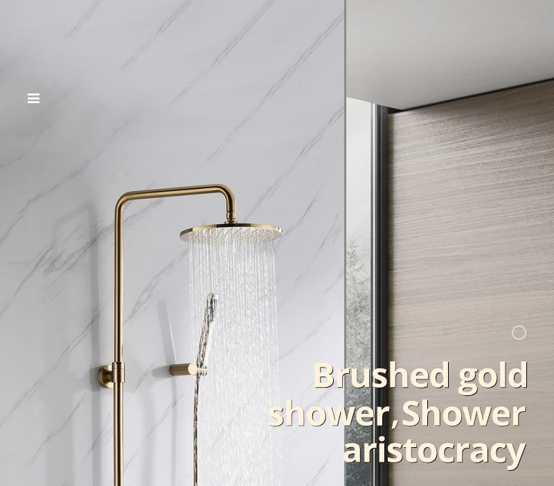 Brushed Gold Shower System  10 Shower Faucet Set Bathroom Rain Shower head and 3-Setting Handheld Shower Head Set (1)