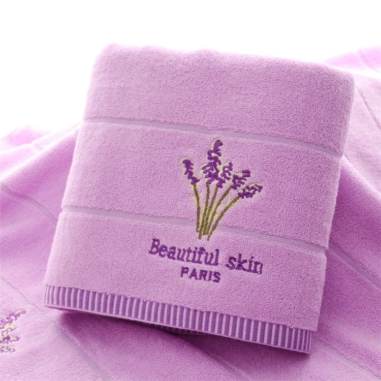 Фиолетовый Aromatherapy Soft Bath Towel Travel Gym Sports Towel Cotton Hand Face Towel Embroidery Lavender Towel Bathroom Towel - Цвет: Фиолетовый