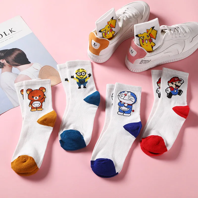 Cartoon Character Cute Socks Women Harajuku Cute Patterend Ankle Socks Hipster Skatebord Ankle Funny Socks Female