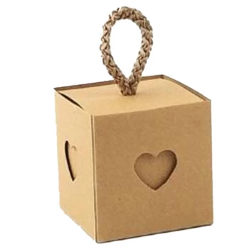 

50Pcs Heart Wedding Decoration Birthday Candy Box Beautiful Bag Small Party Favor Gift Tea Bag Packaging Kraft Paper Box