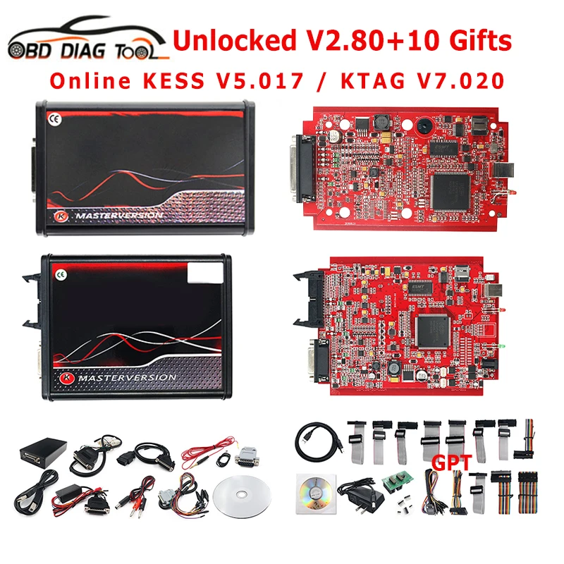 Бесплатная доставка V2.80 онлайн EU Red Kess V5.017 Ktag V7.020 OBD2 ECU чип инструмент для