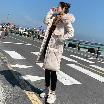 

Women Hooded Solid Fashion Coat Parka Mid Length Long Sleeve Winter Jacket Warm Space Cotton Pockets Casual Winterjas Damescc40