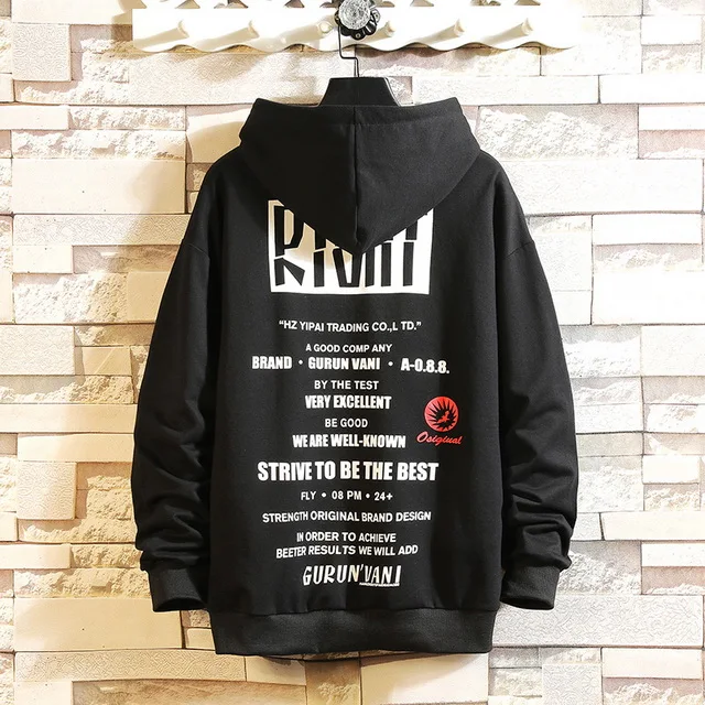 Autumn Spring Print Stulls Hoodie Sweatshirt Mens Hip Hop Pullover Streetwear Casual Fashion Clothes Plus Asian Size M-5XL - Цвет: W19168  ASIAN SIZE 7