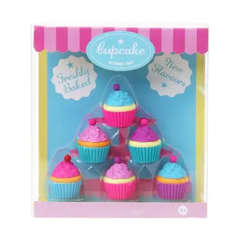 

6pcs/set Kawaii Rubber Cake Dessert Cup Eraser Set For Kids Novelty Stationery