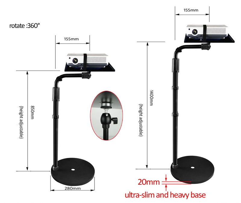 Monopé universal para projetor, suporte para laptop
