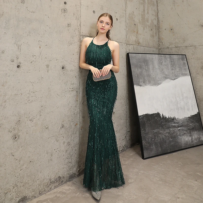 

Sequins Backless Mermaid Evening Dresses Long Formal Women Elegant Mother Of The Bride Dresses Robe De Soiree Prom Party Dresses