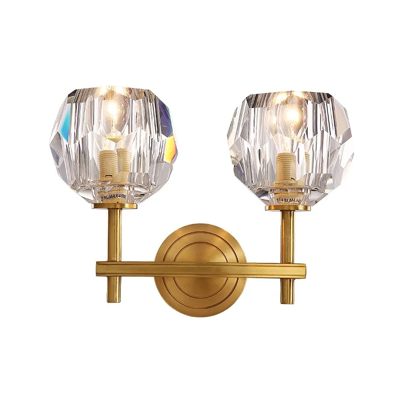 Traditional Full Brass Wall Lamp Black Gold Glass Shade Living Room