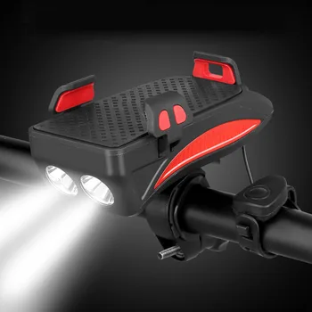 

3 In 1 Multi-function Bicycle Light USB Mobile Phone Bracket Holder Bike Horn Waterproof Riding Headlight Outdoor Cycling Stand