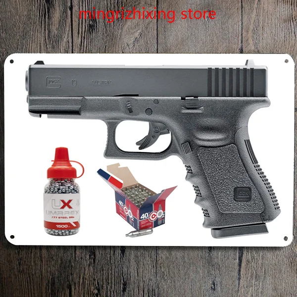 GLOCK 19 Gen3 .177 Caliber BB Gun Air Pistol Wall tin sign | Дом и сад