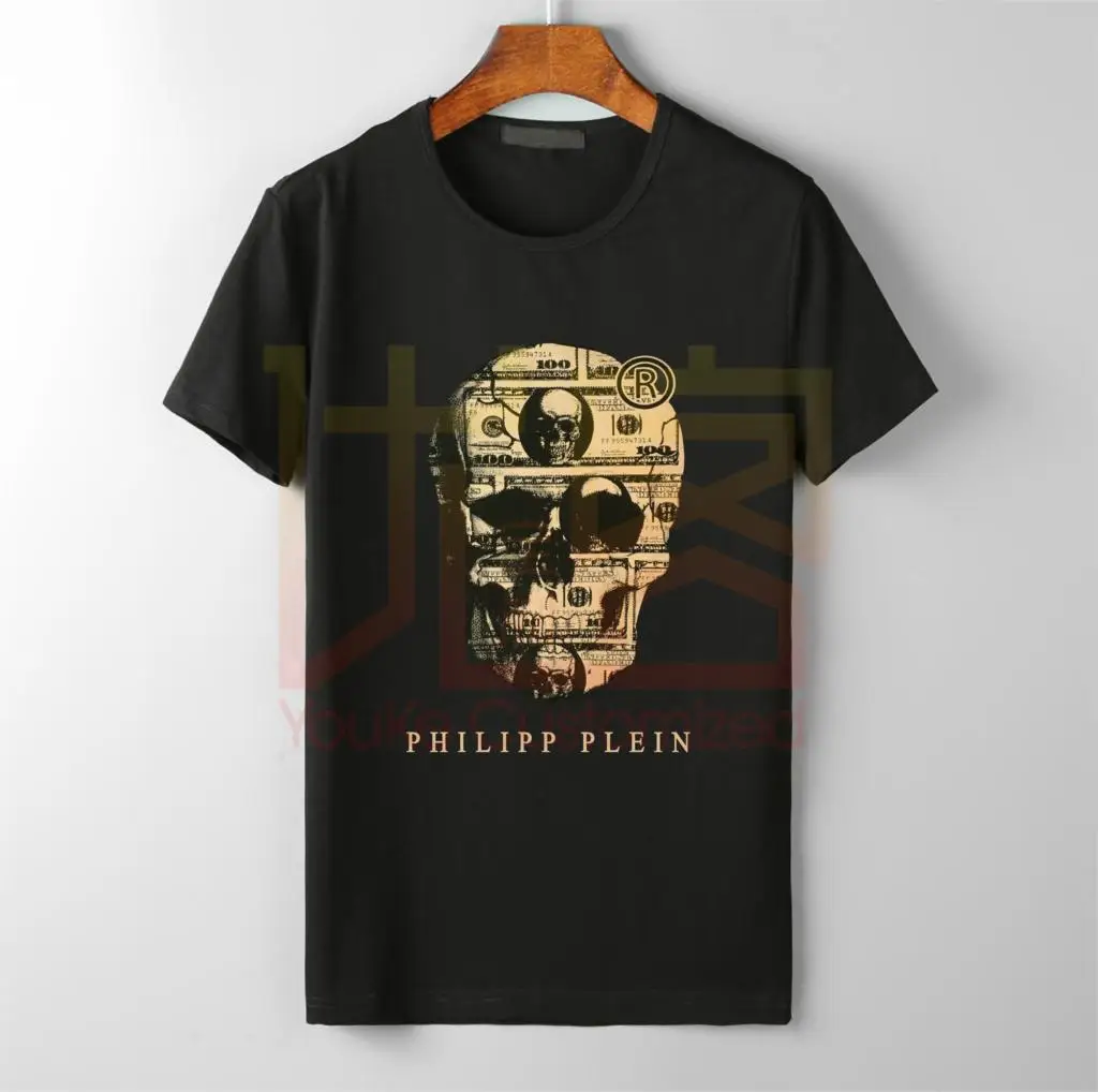 Ретро Phillipp Plein хлопковая Футболка с графическим принтом 100% хлопок тонкая
