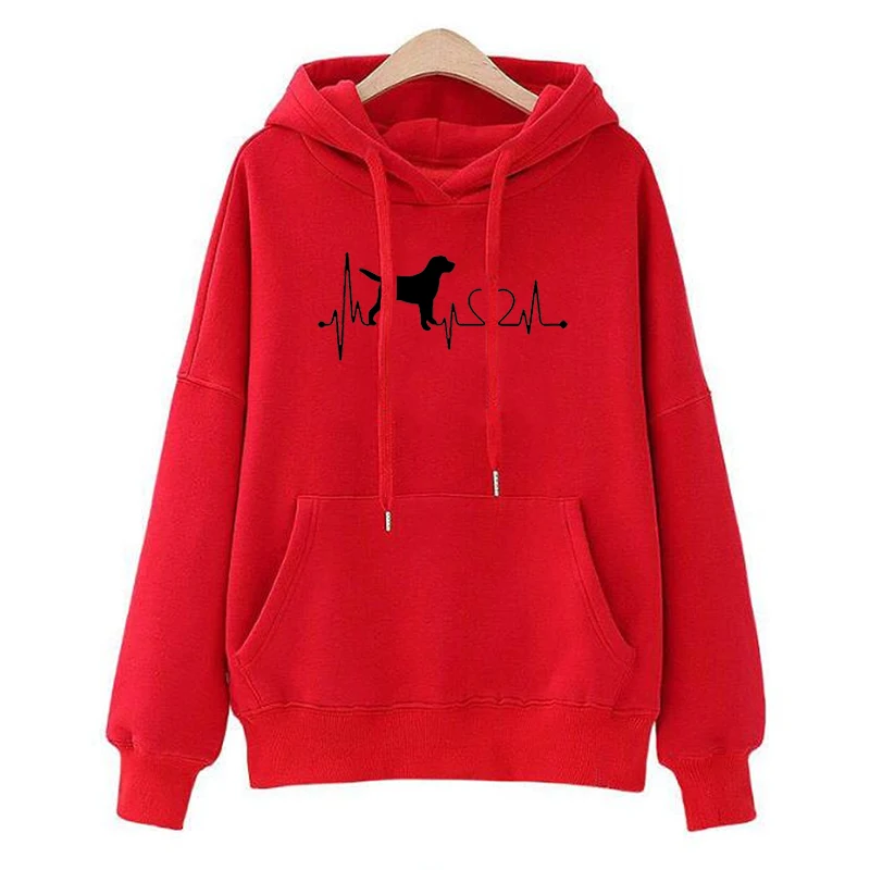 Дропшиппинг новая мода Собака Мама печати Kawaii кофты толстовки женские топы Вельветовая одежда Frauen забавные пуловеры - Цвет: Красный
