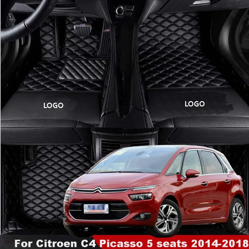 

For Citroen C4 Picasso 5 seats 2014 2015 2016 2017 2018 Car Floor Mats Carpets Decor Floorliner Leather Dash For Citron grand