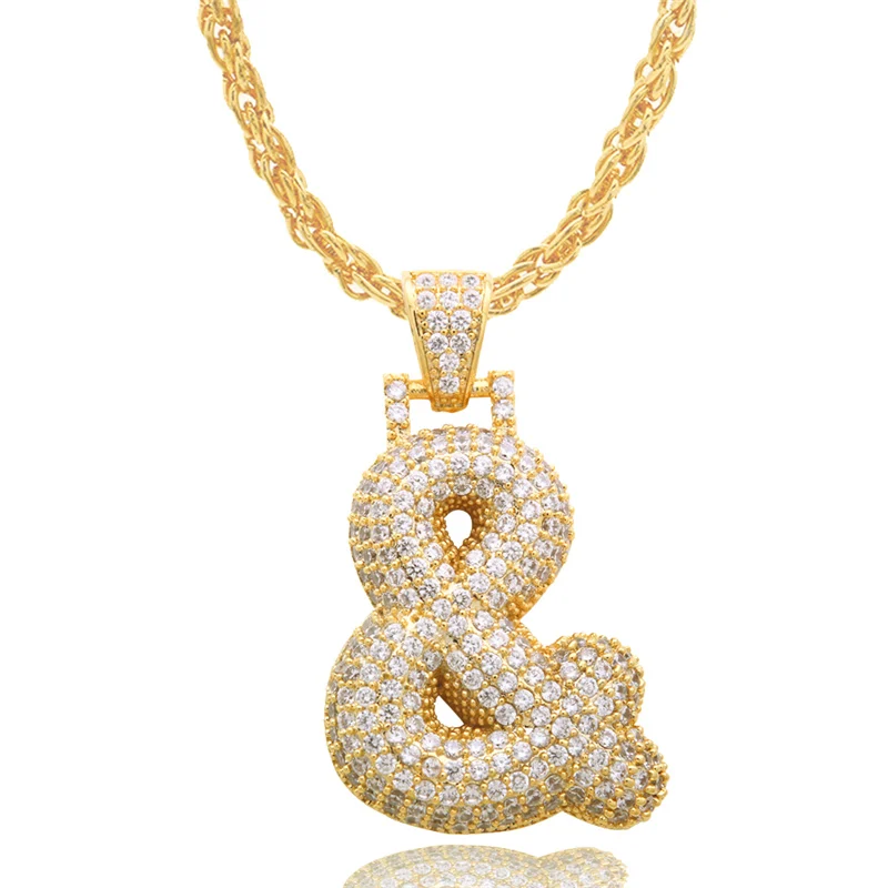 Gold and Lureen Iced Out на заказ Bubble&#$ Mark знак доллара подвески ожерелья подвеска кубический цирконий хип-хоп ожерелье подарок для мужчин и женщин - Окраска металла: Gold and