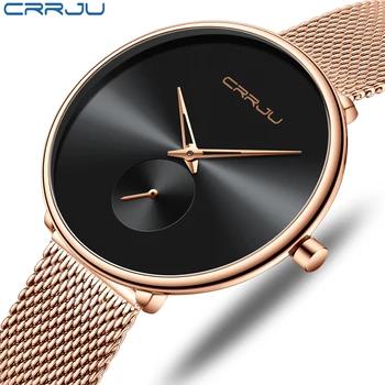 

2019 CRRJU Rational Design Woman's Quartz Watch Brand Luxury Simple Ladies Party Wrist Watches Waterproof Female Woman Clock