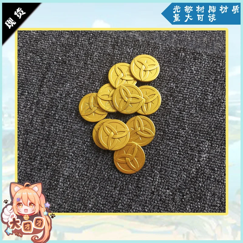 

2021 Hot Game Genshin Impact Mora Gold Pendant Halloween Carnival Cosplay Party Props Accessories Game Fans Gift