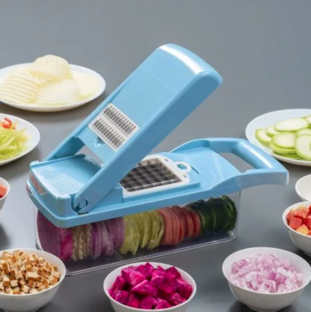 BlueVegetableCutter Мандолин слайсер 7 в 1 овощерезка Фрукты резак Картофельная Терка Набор - Color: BlueVegetableCutter