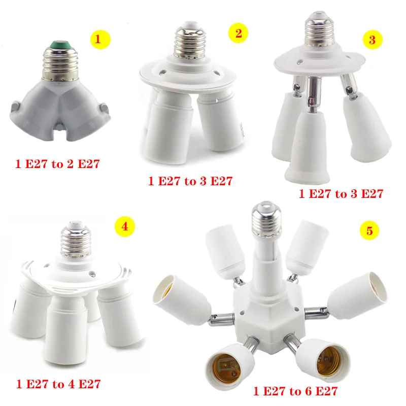 AC E27 bulb Socket 2 3 4 6 E27 Base plug lamp holder Socket Converters Splitter LED Light Adapter Lamp Lighting Accessories