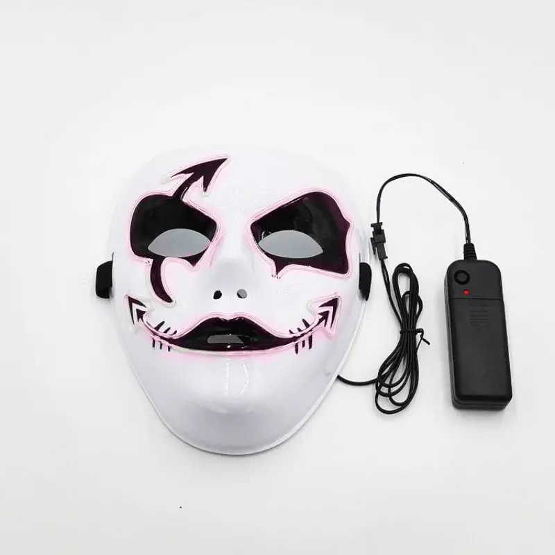 Светодиодный GLE маска на Хэллоуин, светодиодный светильник, Вечерние Маски, неоновая маска для лица, маска для косплея, маска ужаса, украшение для косплея в темноте, маска V - Цвет: Белый