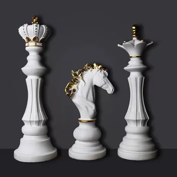 Resin International Chess Statue Creative Retro Figurines For Interior Home Decor Livingroom Desktop Decoration Desk Accessories 2