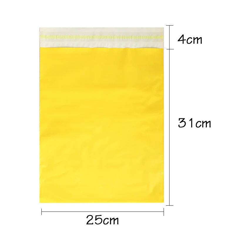 50 шт печать Курьерская сумка розовая самоклеющаяся сумка для хранения пластиковый полиэтиленовый конверт почтовые пакеты индивидуальный логотип - Цвет: 25x35cm yellow
