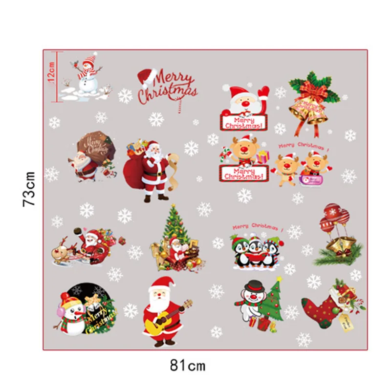 Cute Christmas Window Wall Sticker Decals Snowflake Santa Claus Home Xmas Decor 