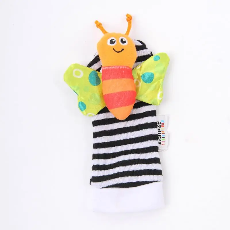 Newborn Soft Rattle Watch Belt Infant Wrist Strap Baby Cartoon Toys Plush Socks E65D