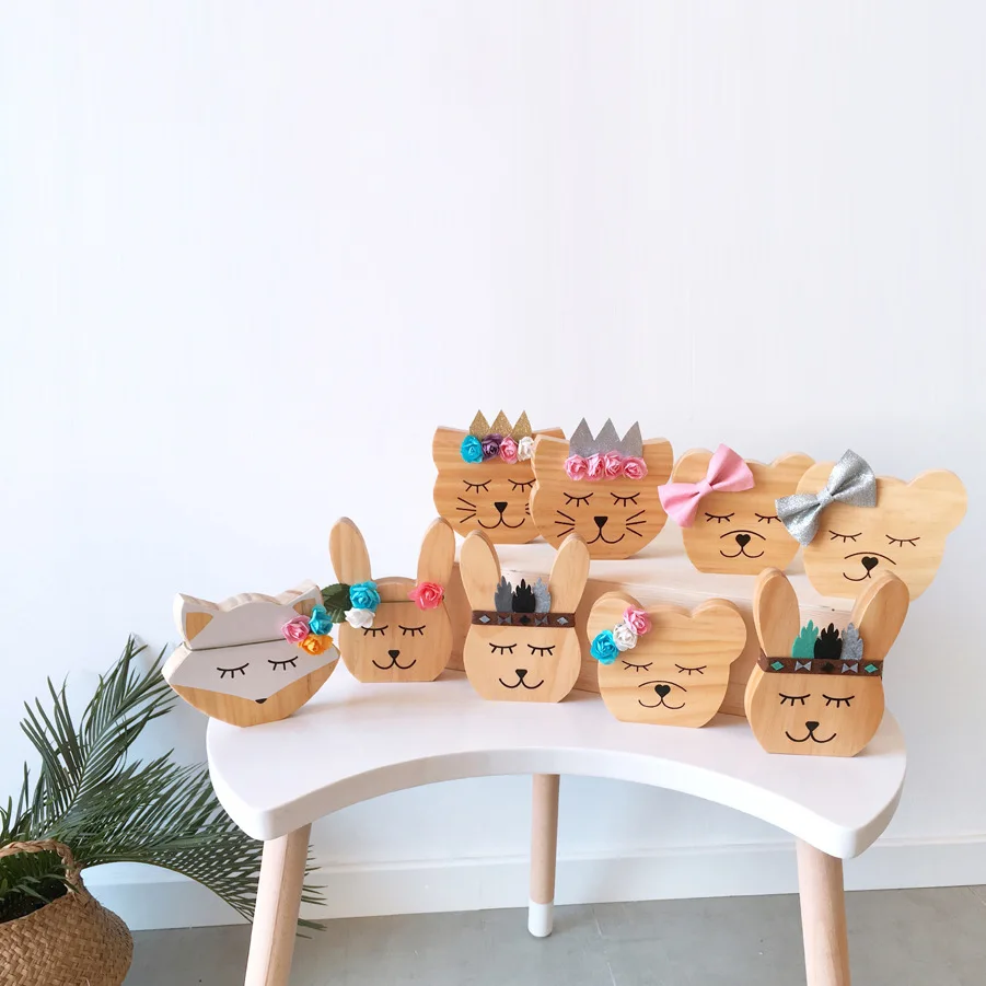 

Nursery Decor Wooden Animal Fox Bear Kids Room Decor Nursery Children Room Nordic Style Photography Props Wooden Fox Ornaments