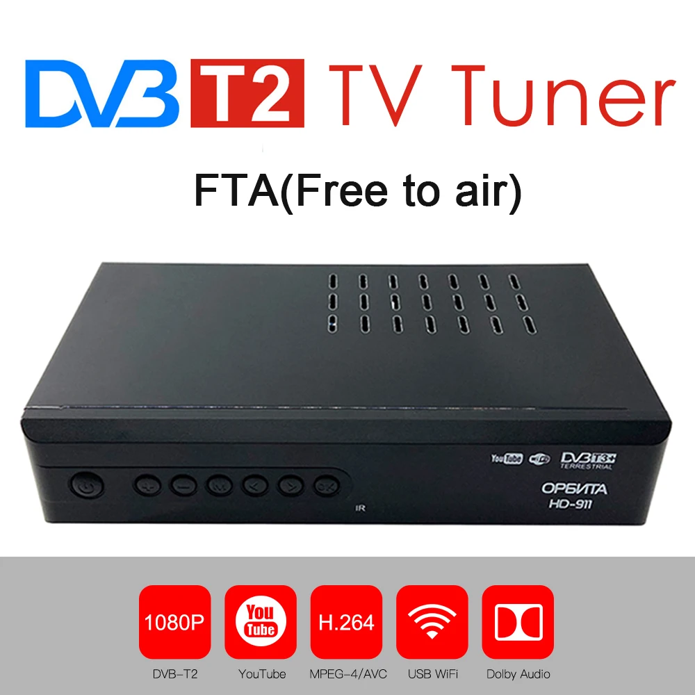 FTA цифровой ТВ приемник DVB-T2 DVB-C для России H.264 ТВ тюнер рецептор Youtube Full HD DVBT2 Wifi приемник TDT приставка
