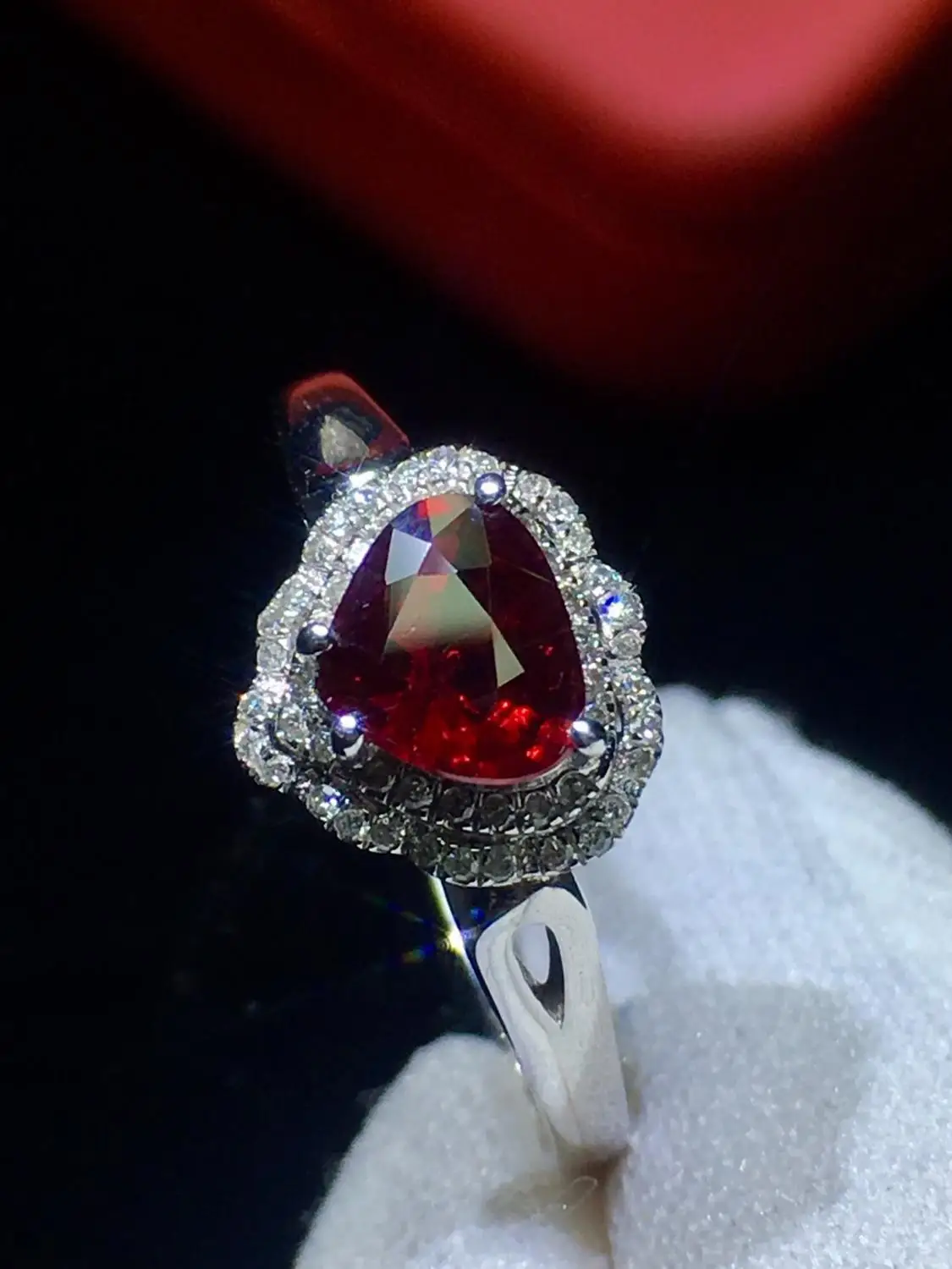 Чистое Белое золото 18 К Настоящее натуральное 0.78ct голубь кровавый красный рубин Алмаз Свадебные обручальные женские кольца для женщин тонкое кольцо
