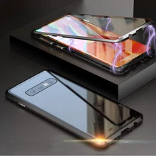 Конфиденциальное металлическое магнитное закаленное стекло 360 Полный чехол для samsung Galaxy S10 Plus S8 S9 Note 10 9 магнит Антишпион полный корпус Coque