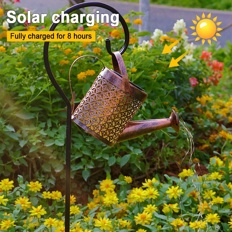 LED Solar Watering Can Fairy Lights Make It Cozy
