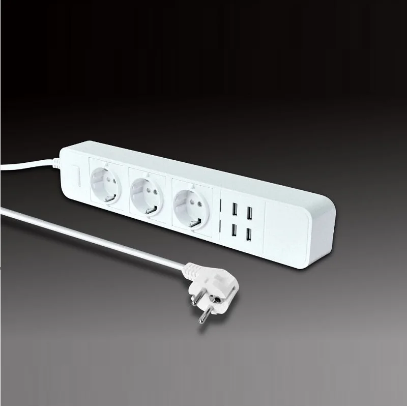 

5V 2.4A 1.8M Extended extension cord patch board 3AC 4USB Multi-function European standard socket