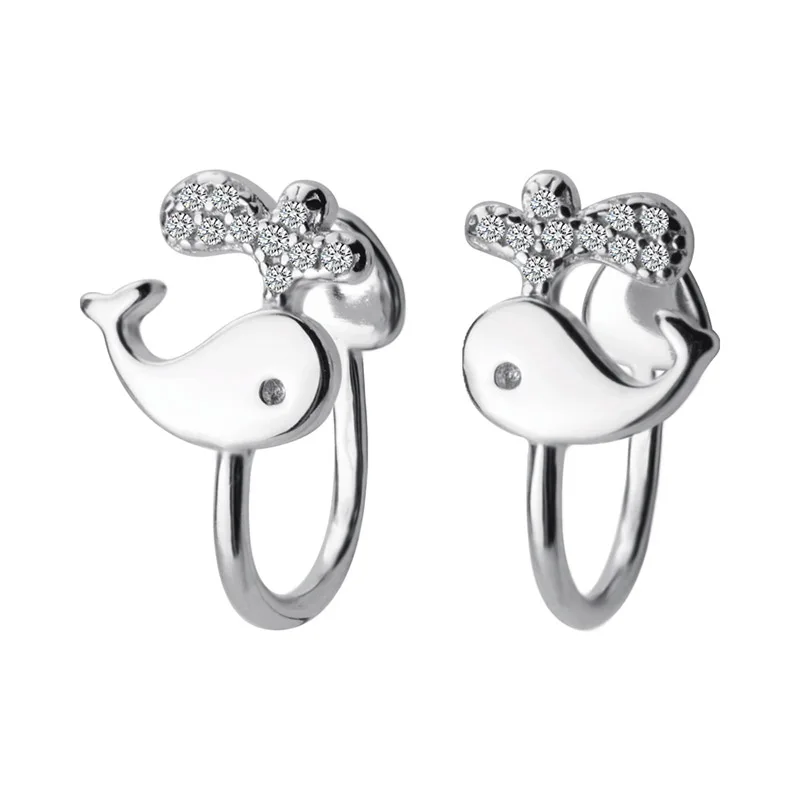 Trusta, подлинные 925 пробы, серебряные дельфины, Cz, каффы для ушей, клипсы, серьги для девочек-подростков, без Сережки для пирсинга, ювелирные изделия DS2321 - Окраска металла: Silver