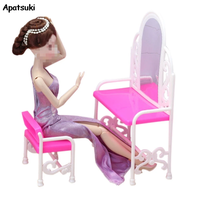 Miniature Dolls Accessories Furniture Dresser Dressing Table Chair For