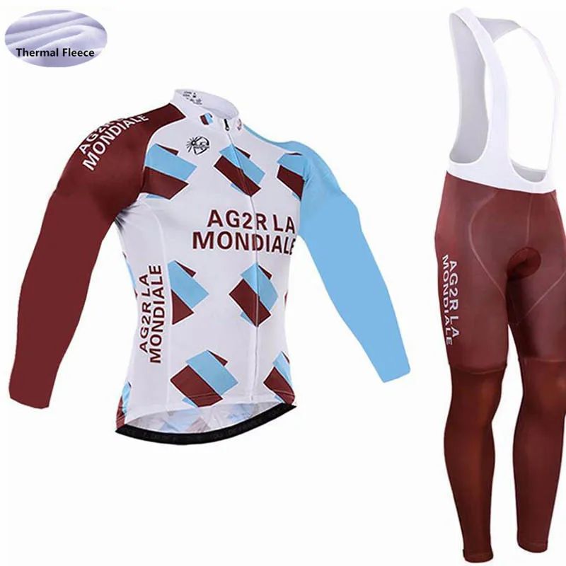 AG2R pro team длинный рукав Велоспорт Джерси набор зимний термальный флис велосипед Майо Ropa Ciclismo Одежда для велоспорта на открытом воздухе - Цвет: 4