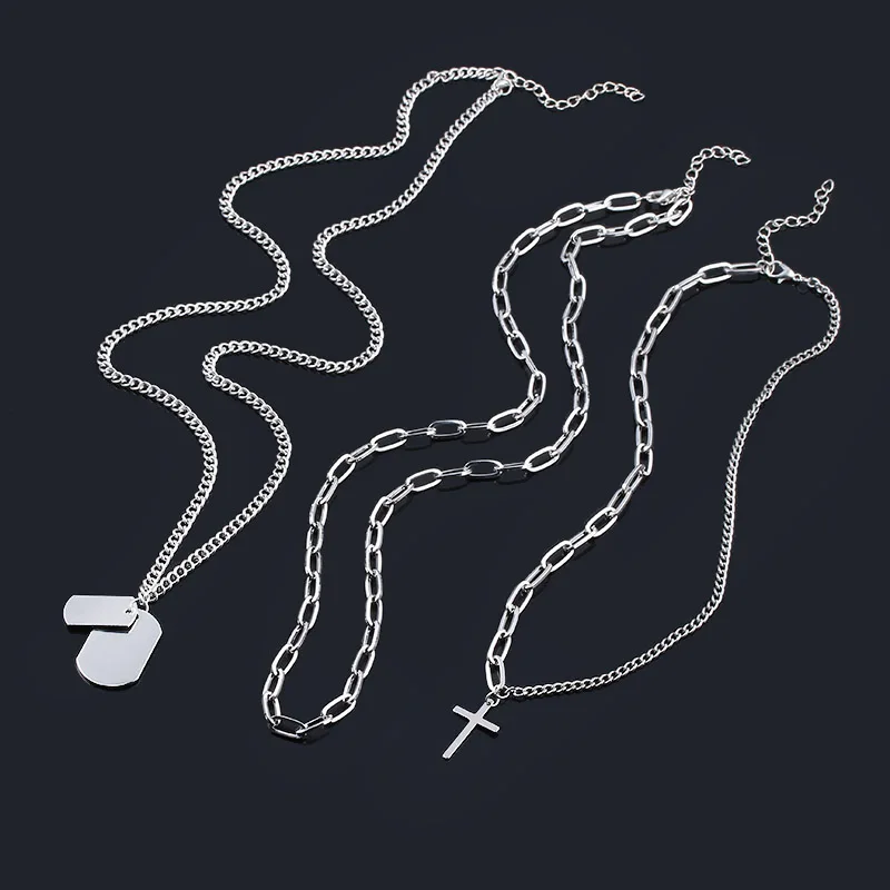 Многослойное ожерелье с подвеской в виде креста и пламени|fashion necklace|necklace fashionnecklace