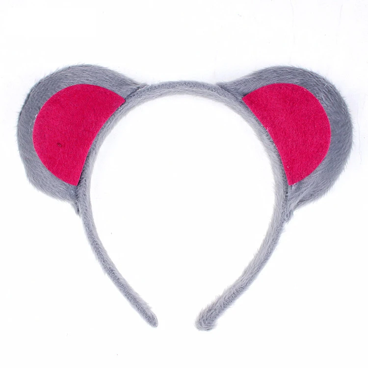 Mouse Животное ухо оголовье Плюшевые Свинья мышь тигр собака косплей повязки для волос Головные уборы карнавал Дети День рождения Хэллоуин Рождество подарок - Цвет: Mouse