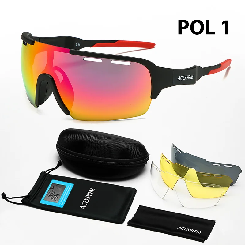 Поляризованные спортивные мужские велосипедные очки с 3 линзами, уличные велосипедные очки для горного велосипеда, велосипедные очки UV400, велосипедные солнцезащитные очки - Цвет: PO1