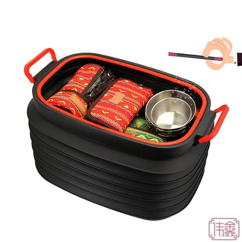 

Outdoor Supplies Telescopic Duct with a Lid Mass Camping Car Folding Portable Car Mounted Multi-functional Fishing Bucket